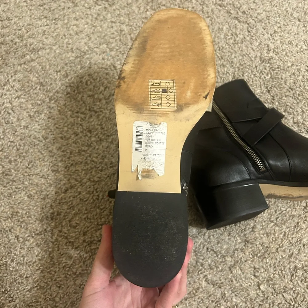 Michael Kors Bryce Black Leather Wrap-Strap Ankle Booties Buckle Women's Size 9